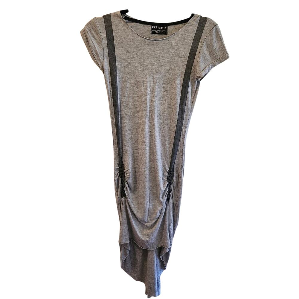 Religion Whimsigoth Distressed Studded Gray Hi-Low T Shirt Dress Size X-Small
